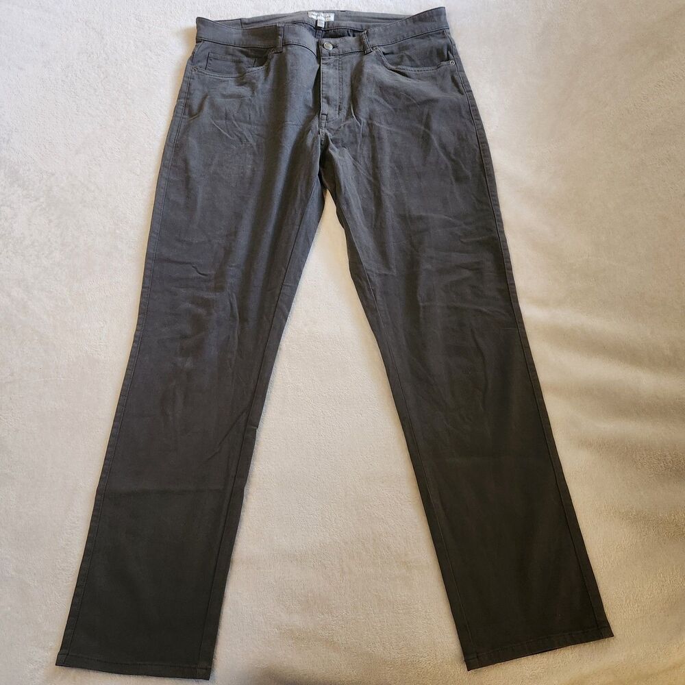 Peter Millar Signature Sateen 5-Pocket Pants Gray Men's 36x32 Classic Fit EUC